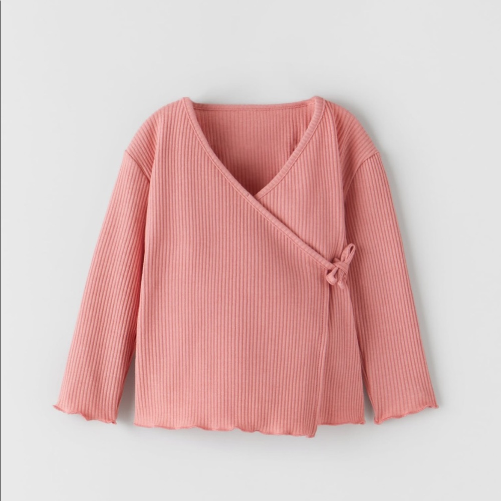 Zara toddlers pink ribbed kimono cardigan | 3-4T